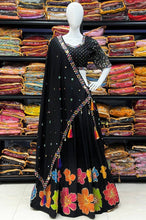 Black and florals Lehenga