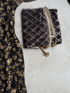 Black and gold brocade suit with 2 options for pants