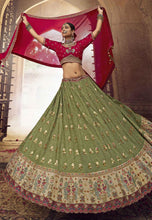 Green viscose Lehenga with gorgeous contrasting blouse