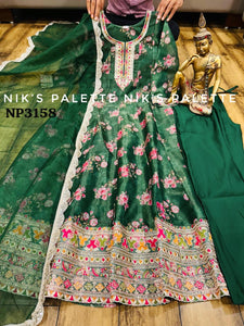 Niks - Sabyasachi inspired green floral anarkali