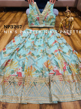 Niks collection - sky blue organza silk Lehenga