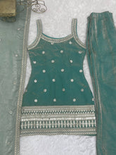 Fendy silk strappy sea green palazzo set