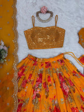 Yellow floral Lehenga with koti