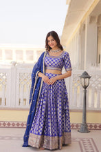 Partywear Lehenga - Royal blue viscose jacquard Lehenga
