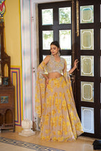 Pastel collection - mustard floral cape style readymade lehenga
