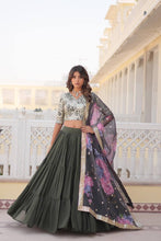 Mehendi green flaired Lehenga and stylish