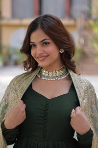Fendi silk gown with sequins dupatta
