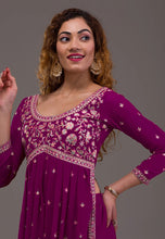 Georgette partywear readymade - gown with pants and dupatta (6 colours)