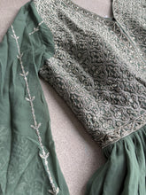 Sage green front slit anarkali
