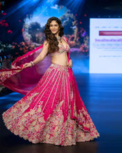 Hot pink multi coloured sequins lehenga
