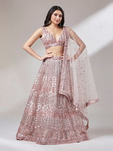 Rosegold Net Mirror & Sequins Embroidery
