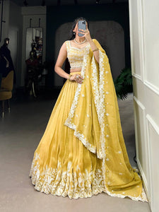 Golden glow yellow charm Lehenga (skirt stitched)