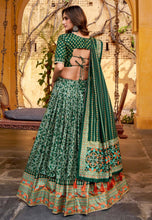 Tussar silk iconic sparkle Lehenga in green
