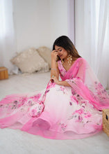 Baby pink organza silk digital readymade Lehenga