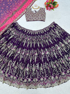 Regal purple embroidered Lehenga