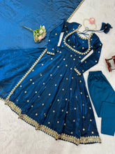 Royal blue anarkali in fendi silk