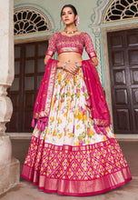 Tussar silk floral Lehenga in pink