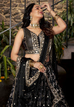 Black dola silk jacquard Lehenga