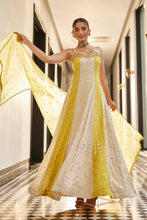 Yellow and ivory pearl beaded gown
