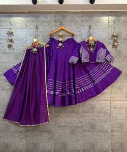 Plain and gotta Patti lehengas readymade - lots of colours