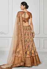Peach bird and floral print silk timeless ethnic Lehenga