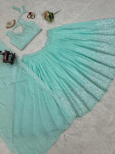 Roman silk pastel green Lehenga