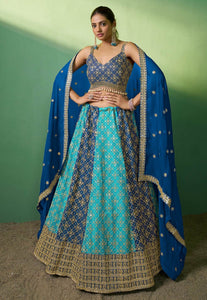 Arna collection - blue panelled georgette Lehenga