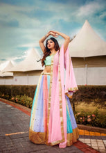 Colourful pastel panelled Lehenga