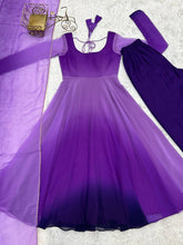 Purple shaded anarkali set readymade