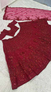 Maroon sequinned partywear Lehenga