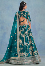 Teal art silk Lehenga