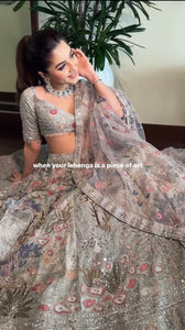 Elegant grey embroidered lehenga