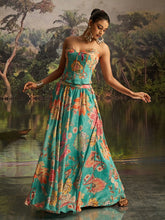 Sea green floral corset style readymade Lehenga