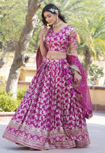Purple viscose jacquard Lehenga (skirt stitched)