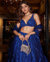Royal blue sequinned partywear Lehenga