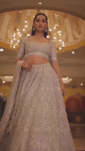 Partywear off white (ivory) sequin organza Lehenga