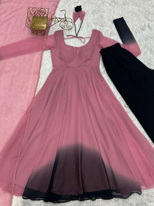 Onion pink shaded anarkali set readymade
