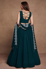 Blooming georgette plain skirt green Lehenga