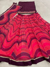 Organza striped trendy Lehenga in rose pink