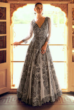 Stylish beige and black anarkali gown