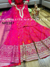 Niks collection - 3 piece bandhani suit in rani pink
