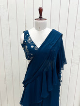 Blue ready to wear sharara saree (XS-XXL)