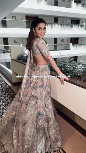 Elegant grey embroidered lehenga