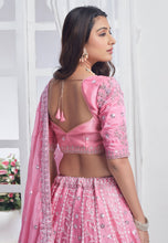 Baby pink pure chiffon wedding Lehenga