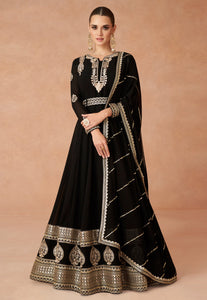 Janisha -  georgette reception readymade gown in black