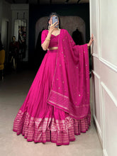 Chanderi silk plain pink Lehenga (skirt stitched)