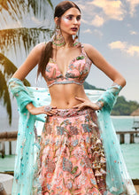 Peach pink floral Lehenga