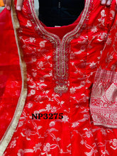 Niks collection - red banarasi silk anarkali (plus size 54”)
