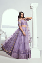 Lavender butterfly net Lehenga