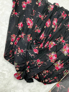 Black organza anarkali set